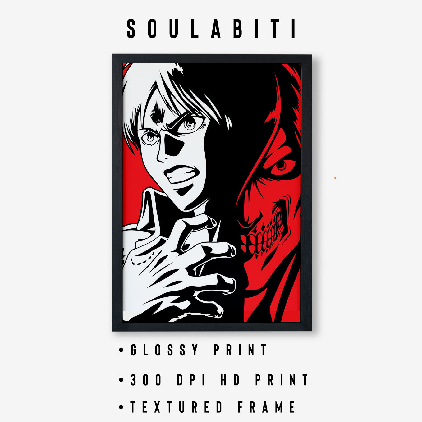 Attack on Titan Eren And Attack Titan Poster framed 13x19-Inch - SoulAbiti