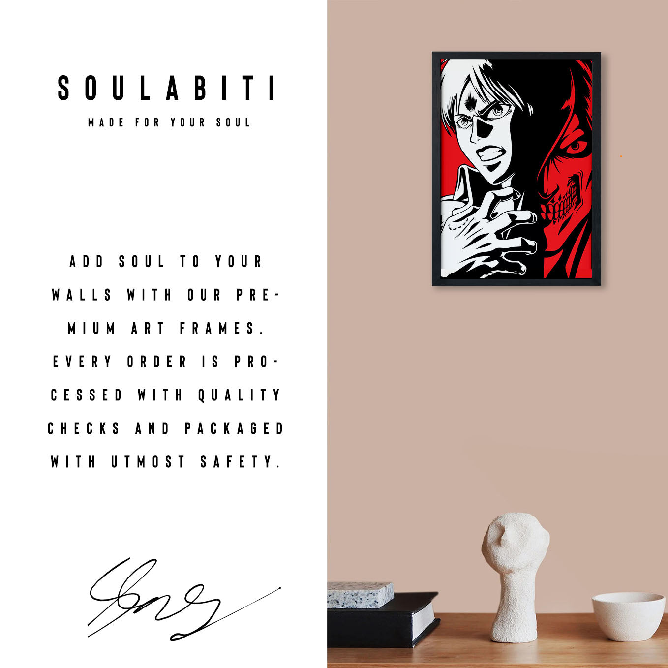 Attack on Titan Eren And Attack Titan Poster framed 13x19-Inch - SoulAbiti