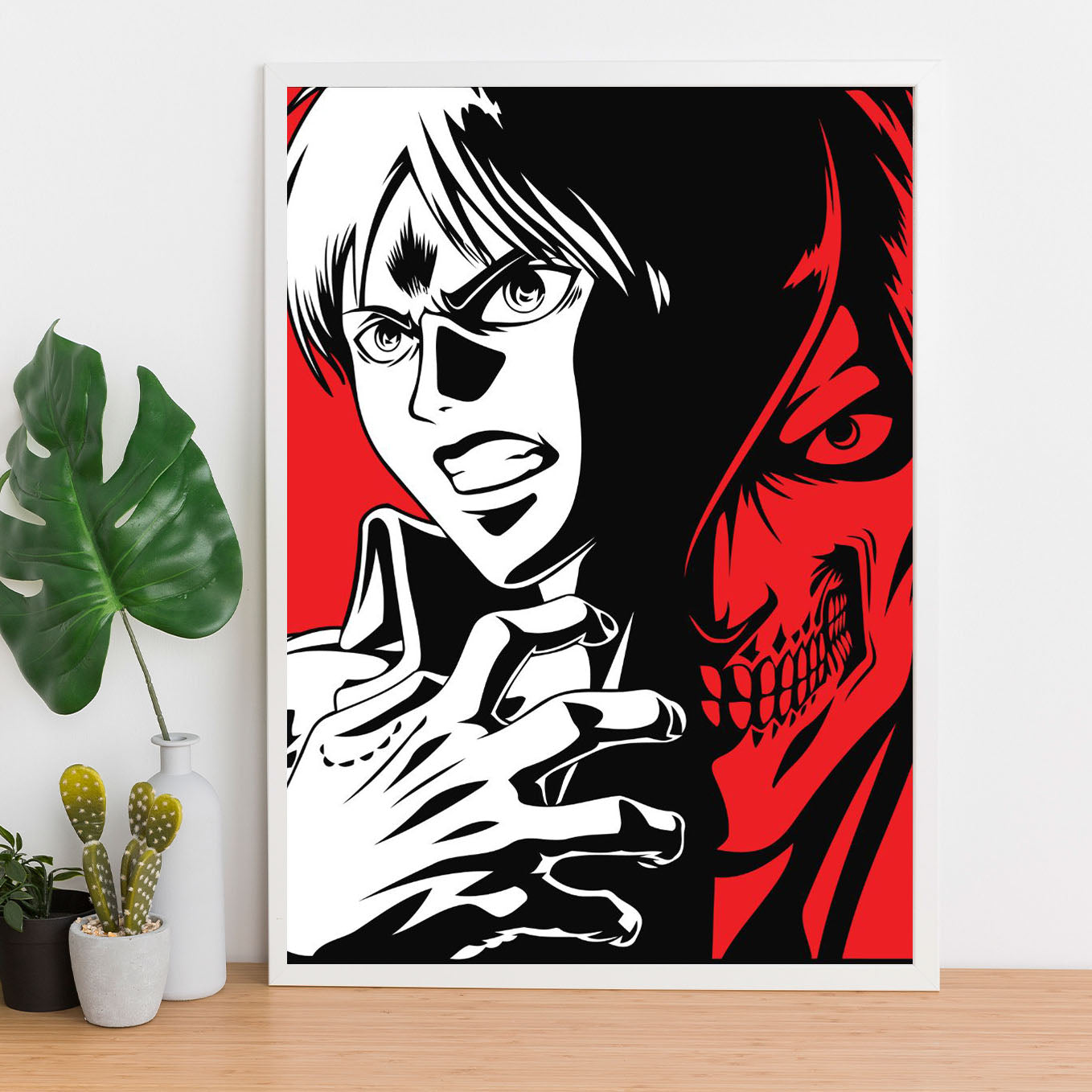 Attack on Titan Eren And Attack Titan Poster framed 13x19-Inch - SoulAbiti