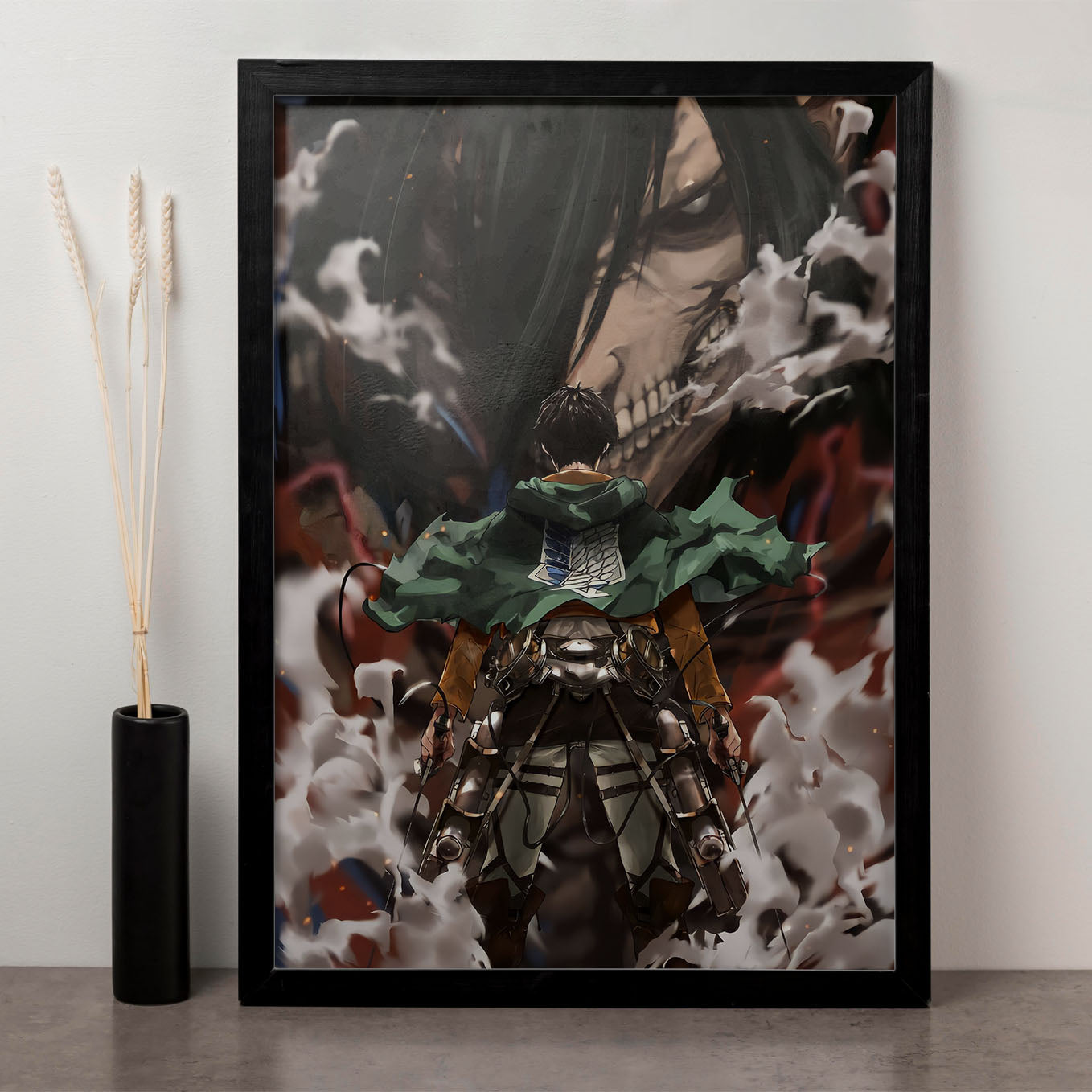 Attack on Titan Eren Manga 1 Matte Poster anime framed (13x19-Inch, Plexi-Glass, Textured Frame) - SoulAbiti