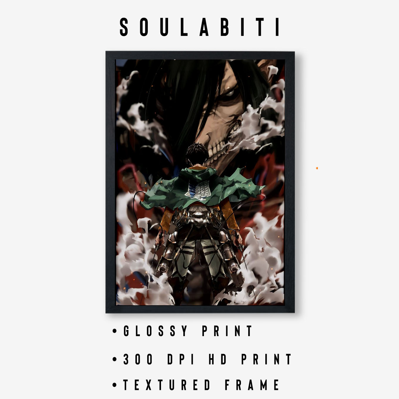 Attack on Titan Eren Manga 1 Matte Poster anime framed (13x19-Inch, Plexi-Glass, Textured Frame) - SoulAbiti
