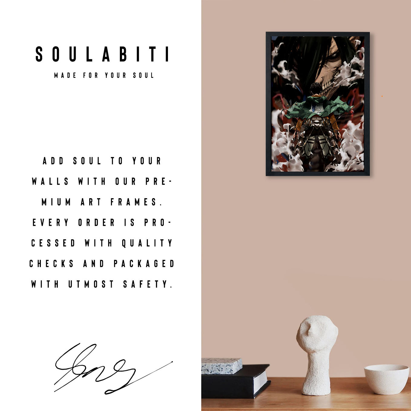 Attack on Titan Eren Manga 1 Matte Poster anime framed (13x19-Inch, Plexi-Glass, Textured Frame) - SoulAbiti