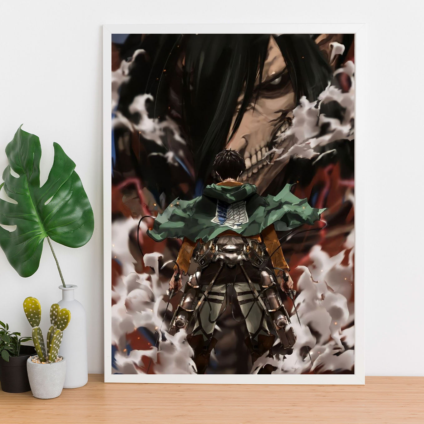 Attack on Titan Eren Manga 1 Matte Poster anime framed (13x19-Inch, Plexi-Glass, Textured Frame) - SoulAbiti