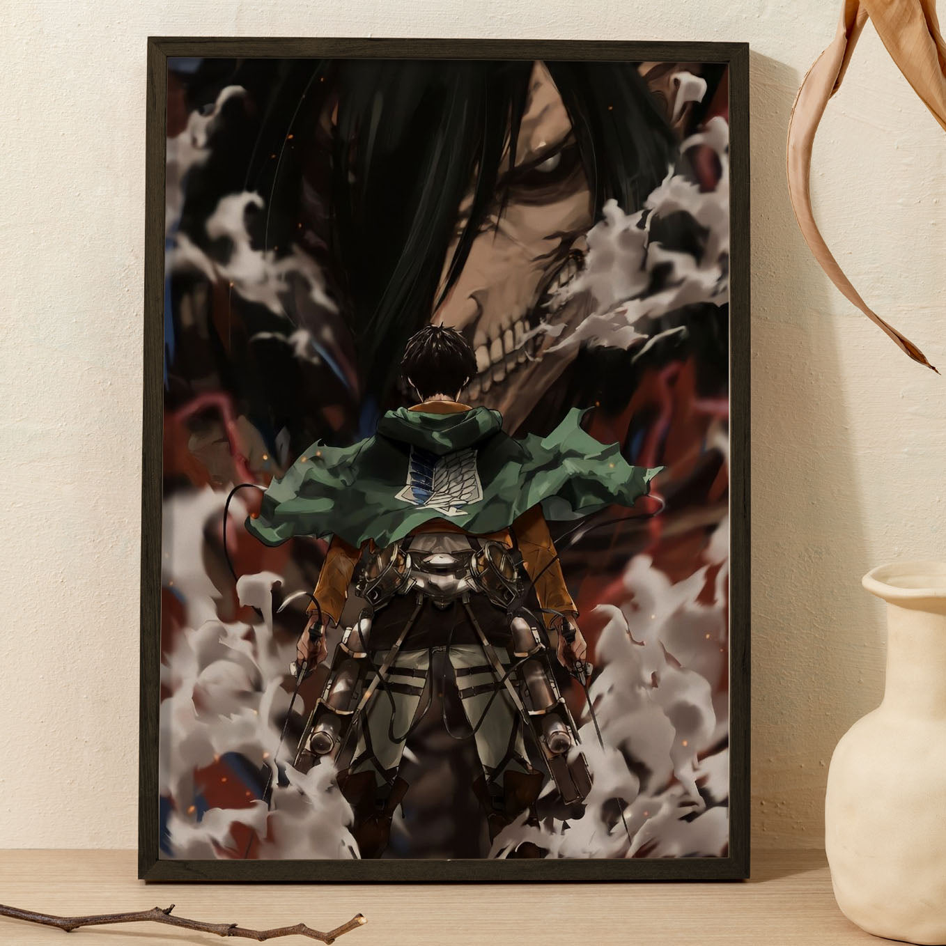 Attack on Titan Eren Manga 1 Matte Poster anime framed (13x19-Inch, Plexi-Glass, Textured Frame) - SoulAbiti