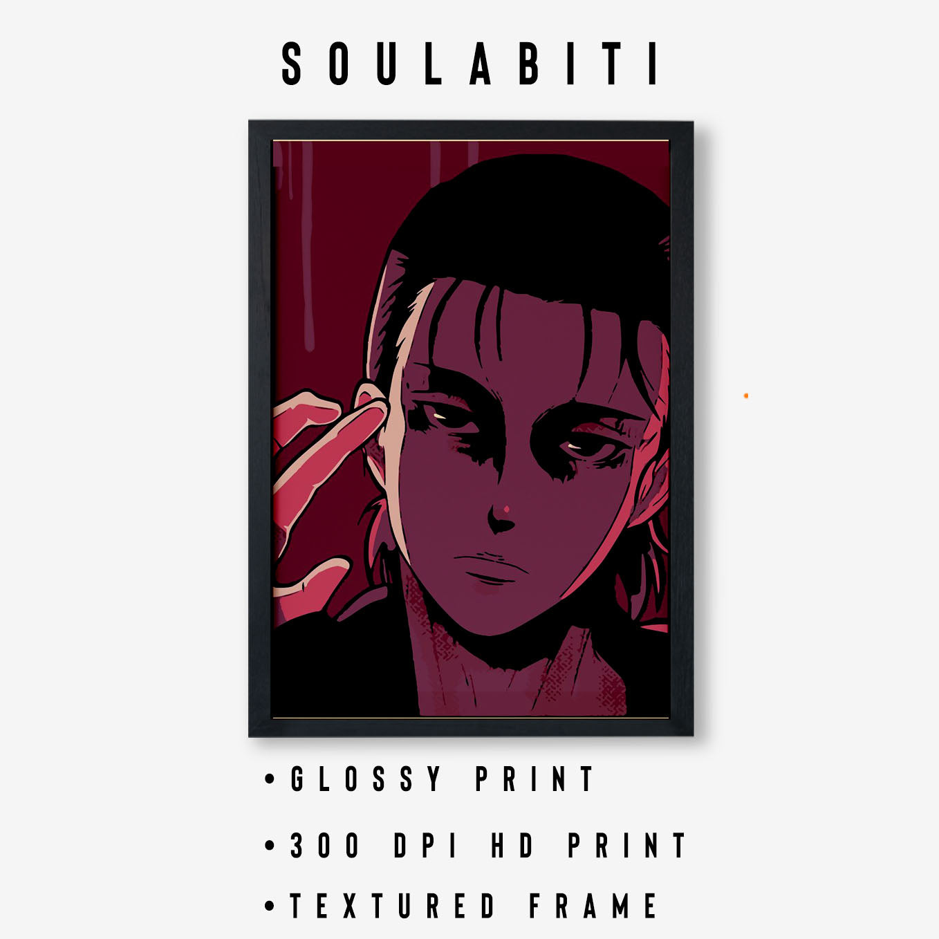 Attack on Titan Eren Painted Poster art framed (13x19-Inch, Plexi-Glass, Textured Frame) - SoulAbiti