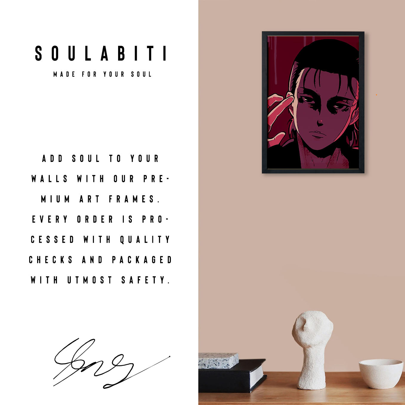 Attack on Titan Eren Painted Poster art framed (13x19-Inch, Plexi-Glass, Textured Frame) - SoulAbiti