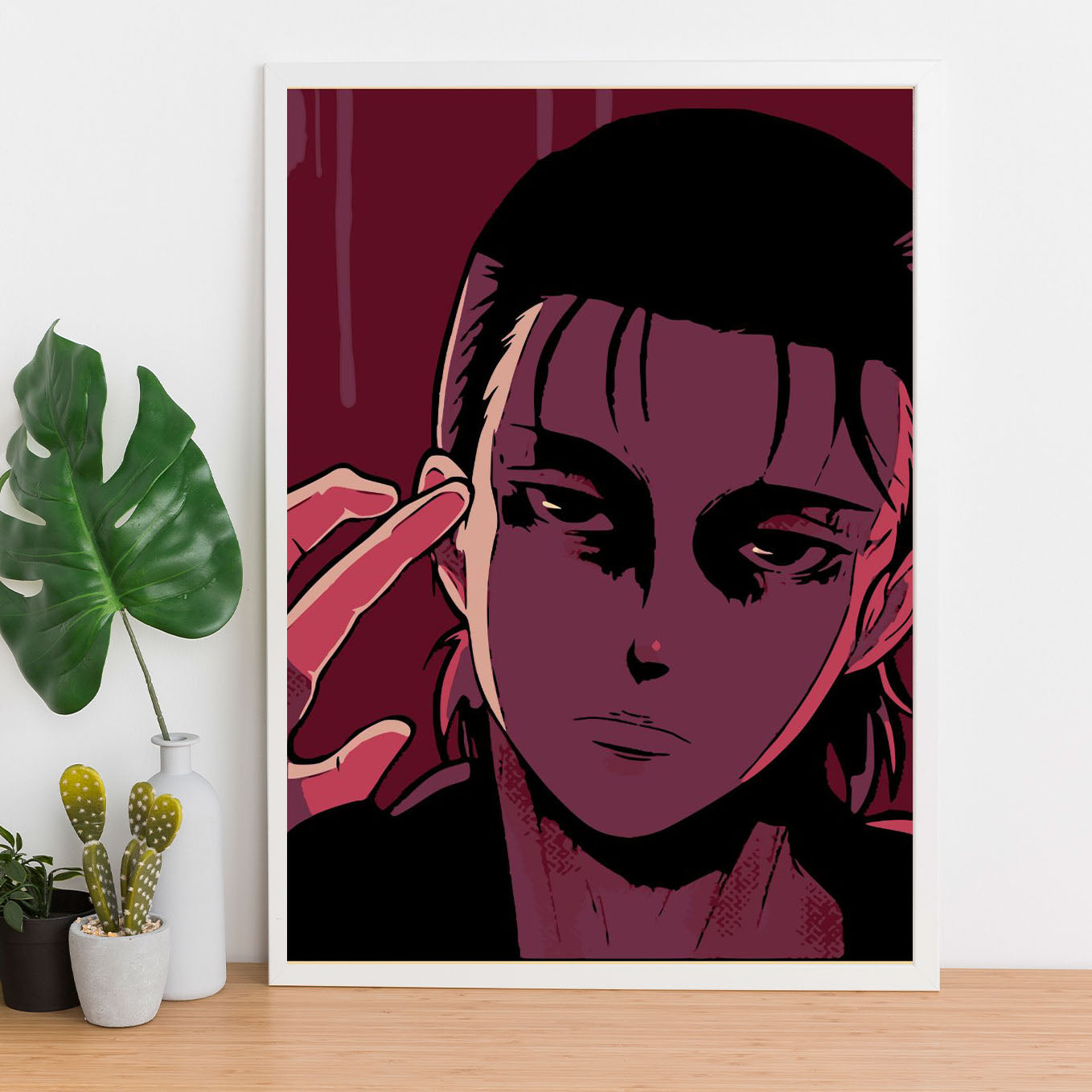 Attack on Titan Eren Painted Poster art framed (13x19-Inch, Plexi-Glass, Textured Frame) - SoulAbiti