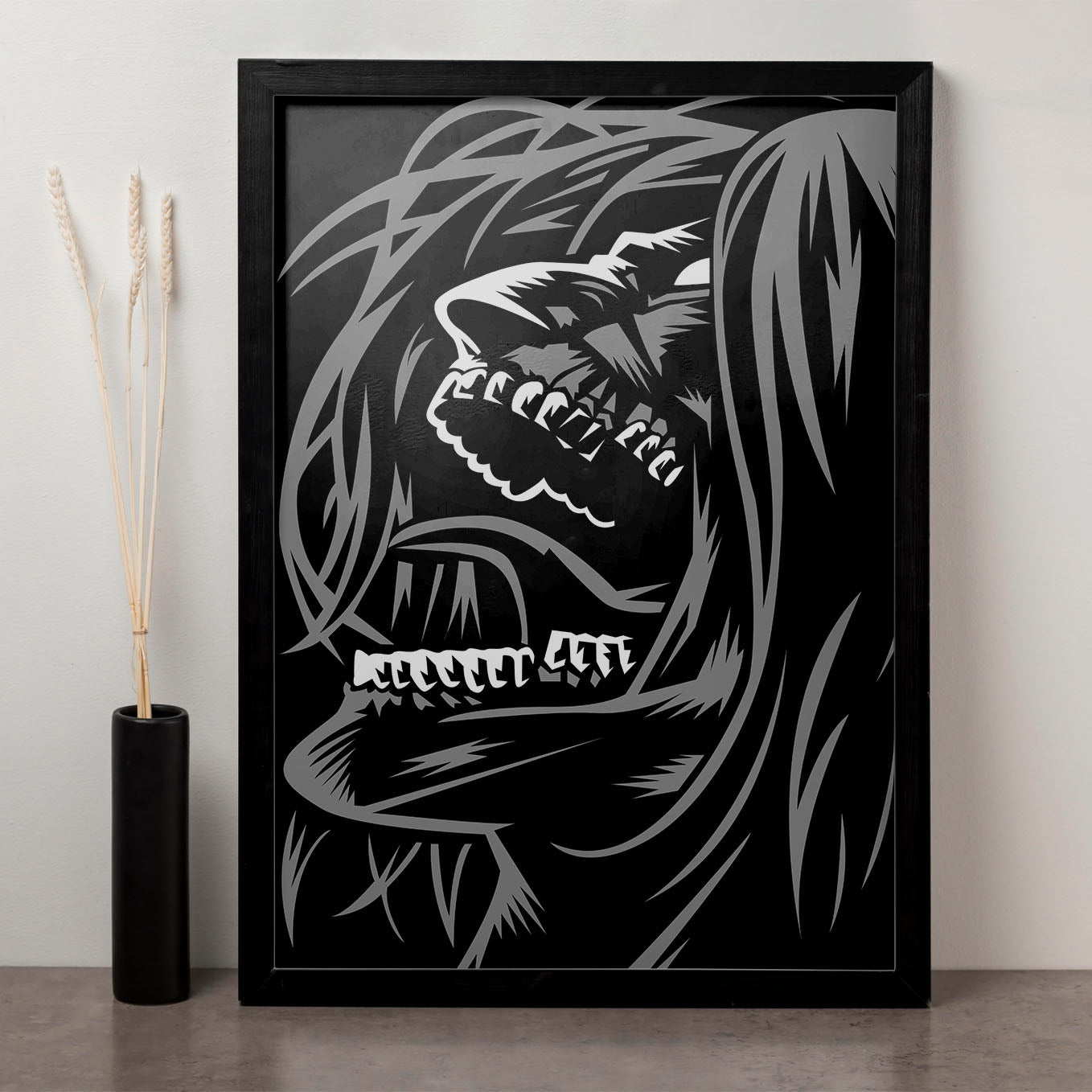 Attack on Titan Eren Rage Mode Poster framed (13x19-Inch, Plexi-Glass, Textured Frame) - SoulAbiti