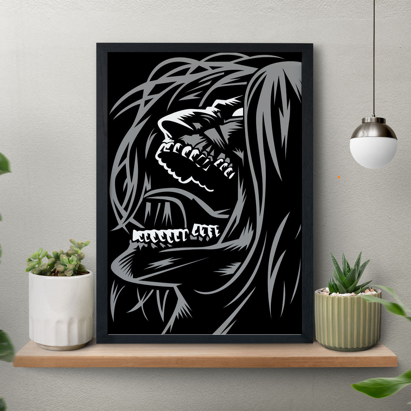 Attack on Titan Eren Rage Mode Poster framed (13x19-Inch, Plexi-Glass, Textured Frame) - SoulAbiti
