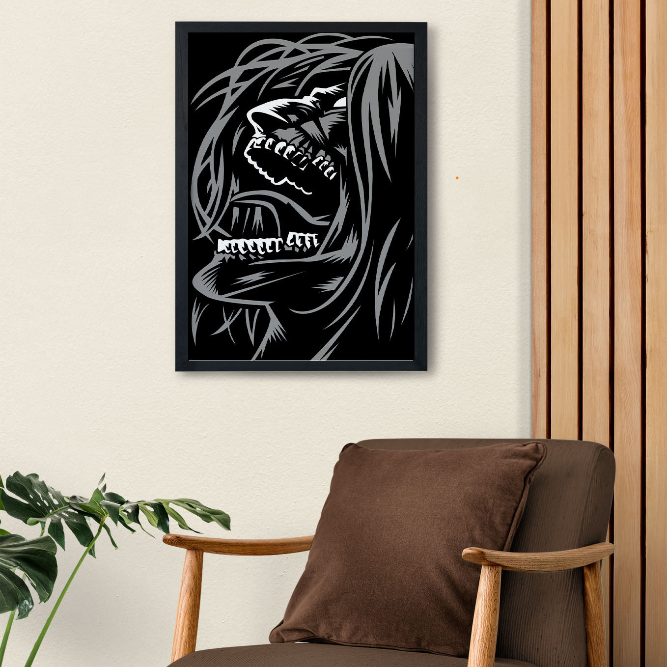 Attack on Titan Eren Rage Mode Poster framed (13x19-Inch, Plexi-Glass, Textured Frame) - SoulAbiti