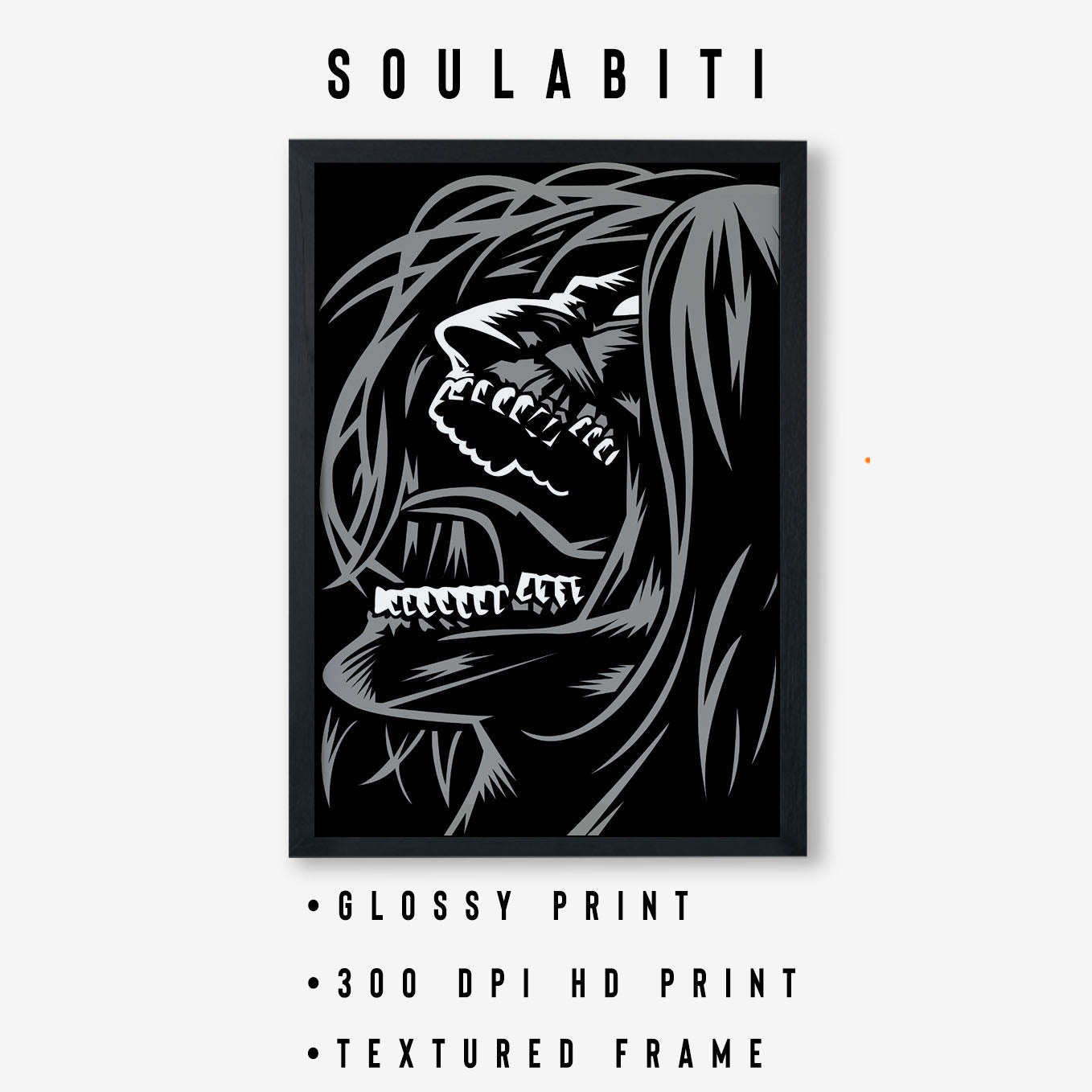 Attack on Titan Eren Rage Mode Poster framed (13x19-Inch, Plexi-Glass, Textured Frame) - SoulAbiti