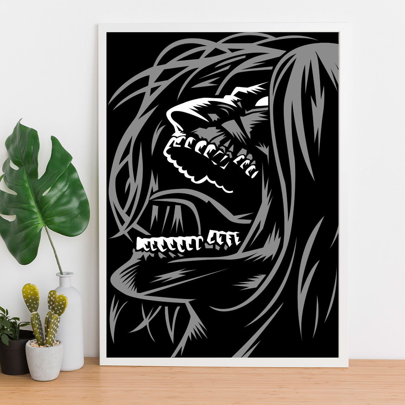 Attack on Titan Eren Rage Mode Poster framed (13x19-Inch, Plexi-Glass, Textured Frame) - SoulAbiti