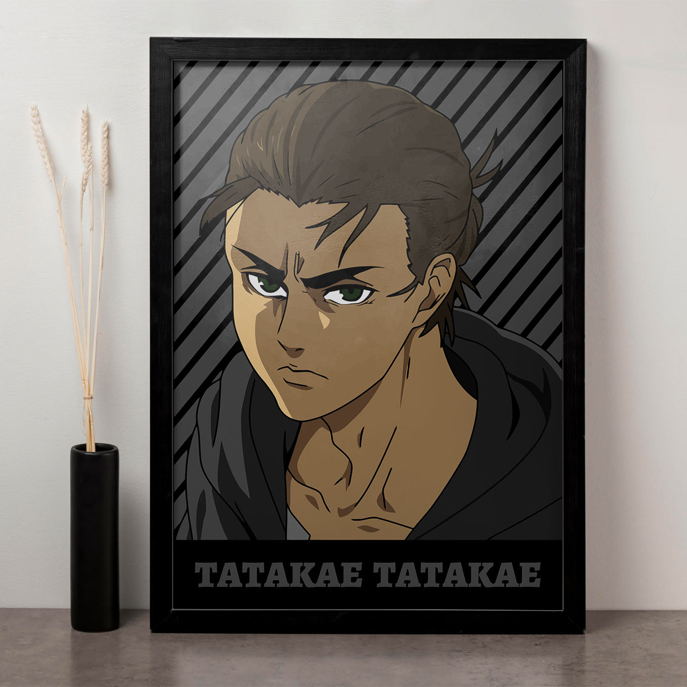 Attack on Titan Eren Tatakae Poster framed (13x19-Inch, Plexi-Glass, Textured Frame) - SoulAbiti