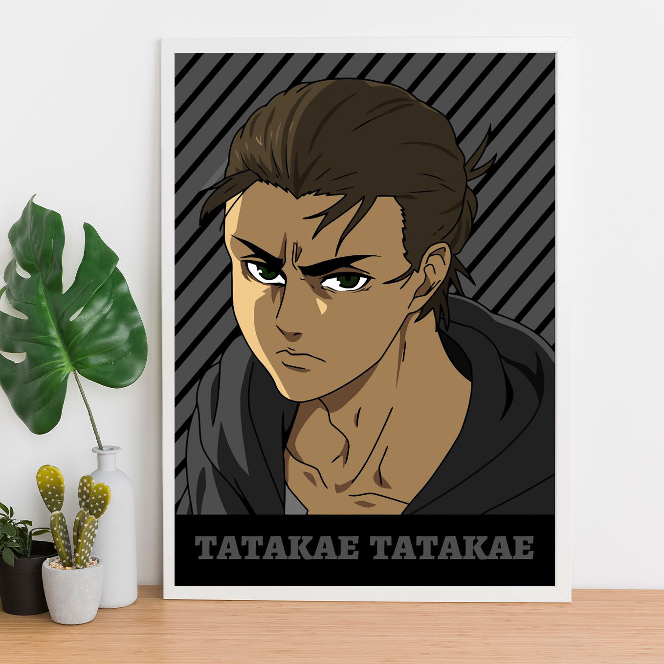 Attack on Titan Eren Tatakae Poster framed (13x19-Inch, Plexi-Glass, Textured Frame) - SoulAbiti