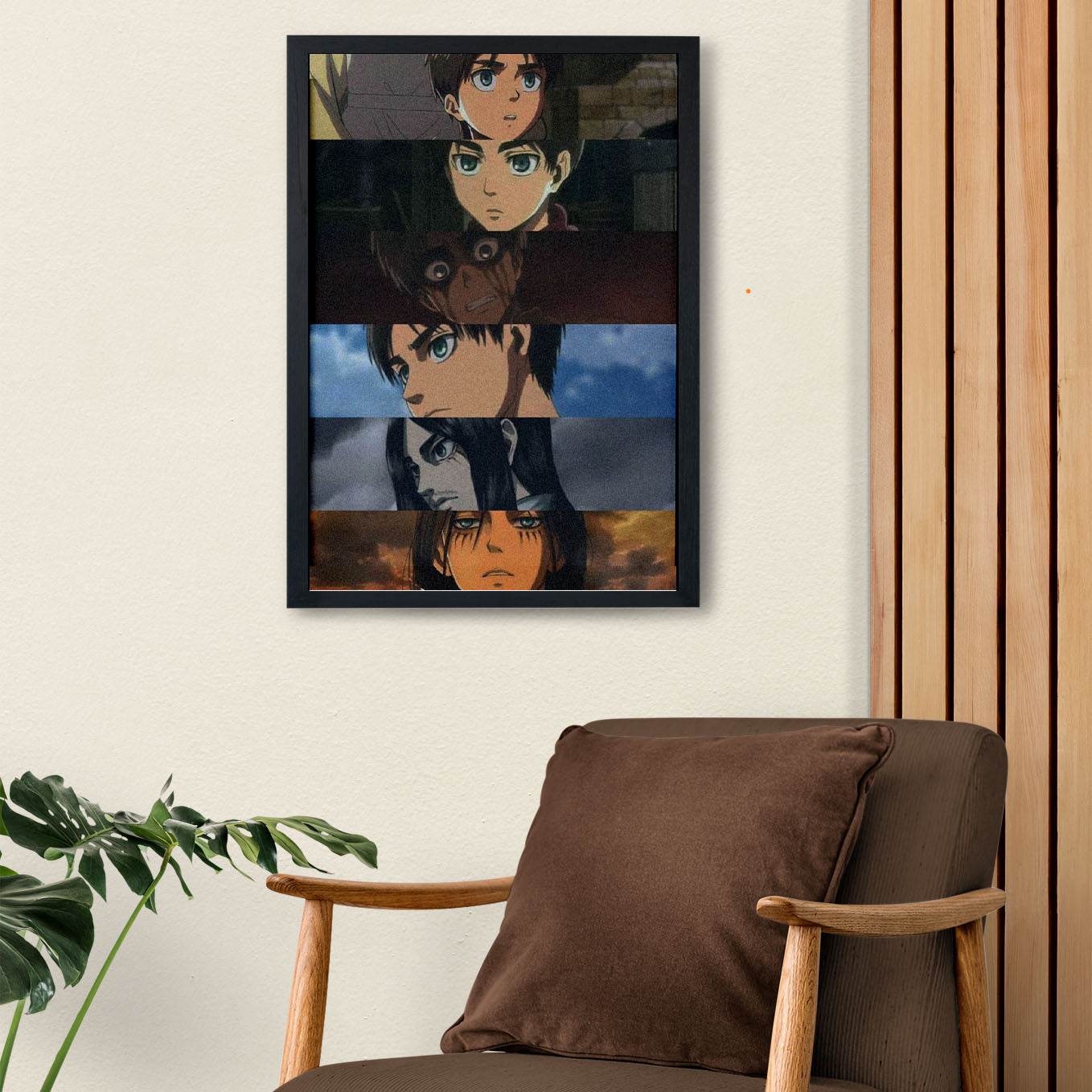 Attack on Titan Eren Yeager Collage Poster art framed (13x19-Inch, Plexi-Glass, Textured Frame) - SoulAbiti