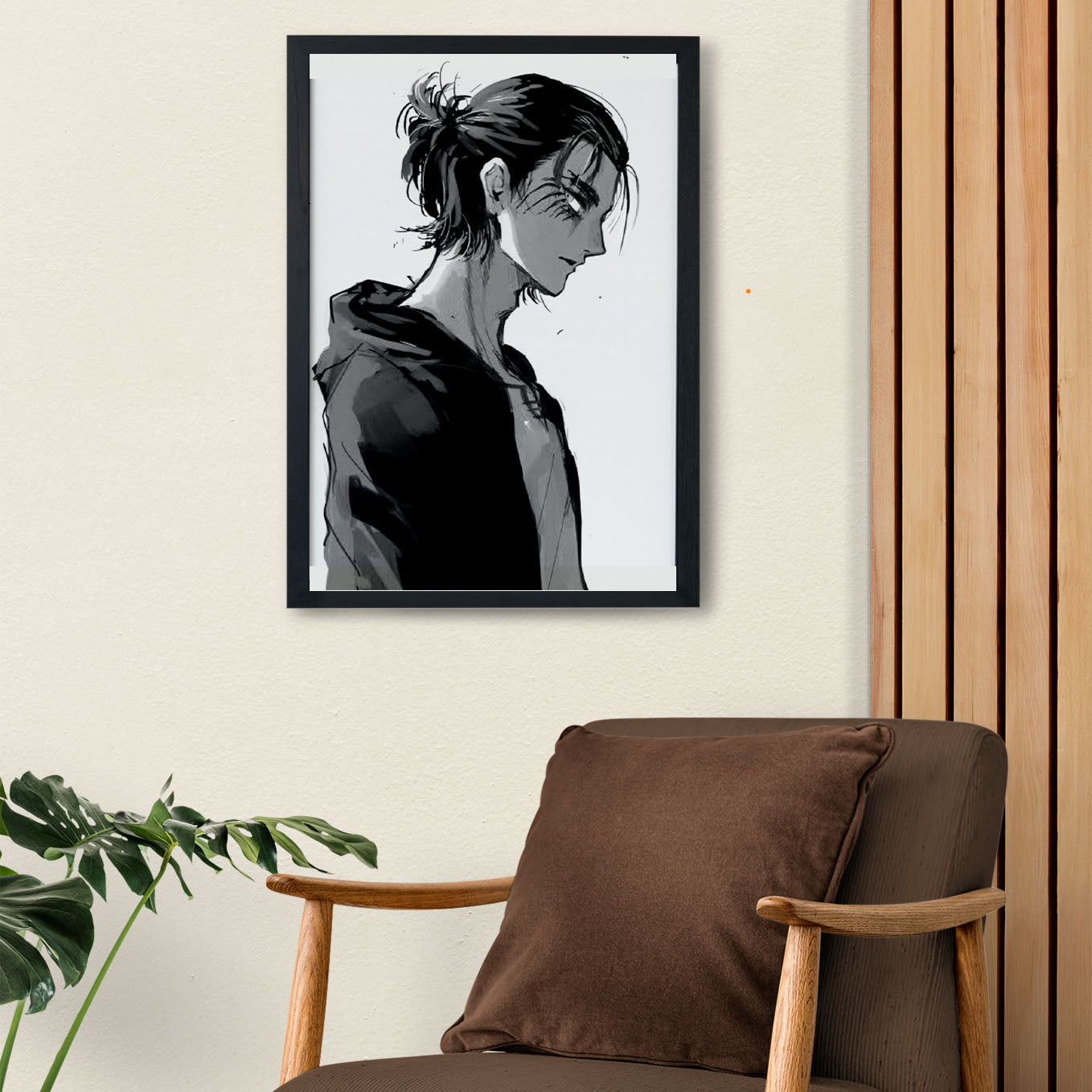 Attack on Titan Eren Yeager Poster art framed (13x19-Inch, Plexi-Glass, Textured Frame) - SoulAbiti
