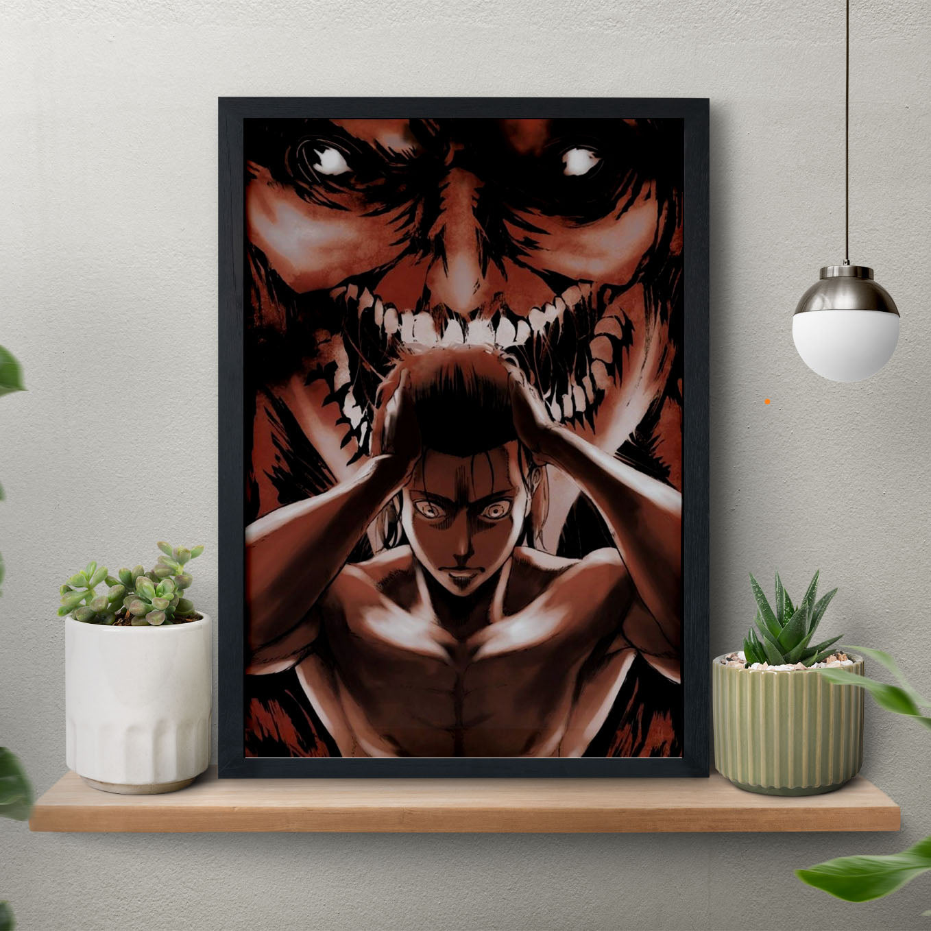 Attack on Titan Eren Yeager - Rise Poster anime framed (13x19-Inch, Plexi-Glass, Textured Frame) - SoulAbiti