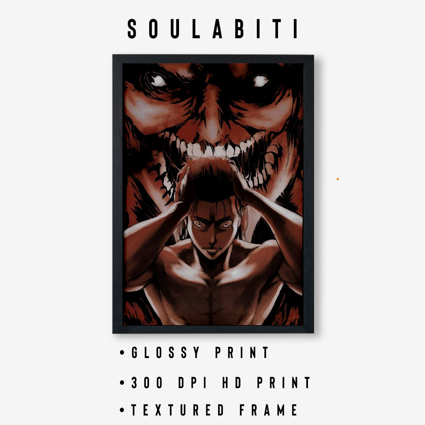 Attack on Titan Eren Yeager - Rise Poster anime framed (13x19-Inch, Plexi-Glass, Textured Frame) - SoulAbiti