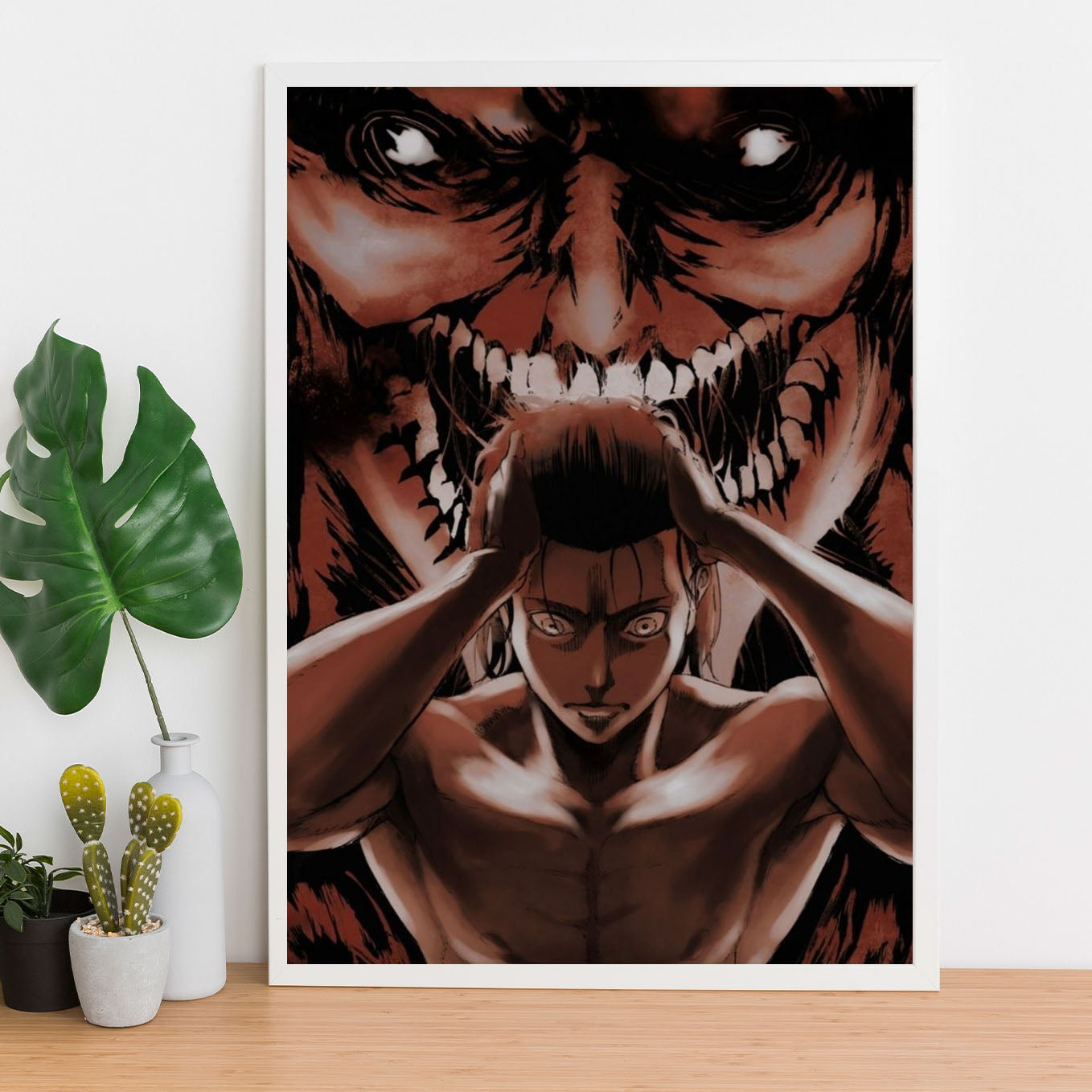 Attack on Titan Eren Yeager - Rise Poster anime framed (13x19-Inch, Plexi-Glass, Textured Frame) - SoulAbiti