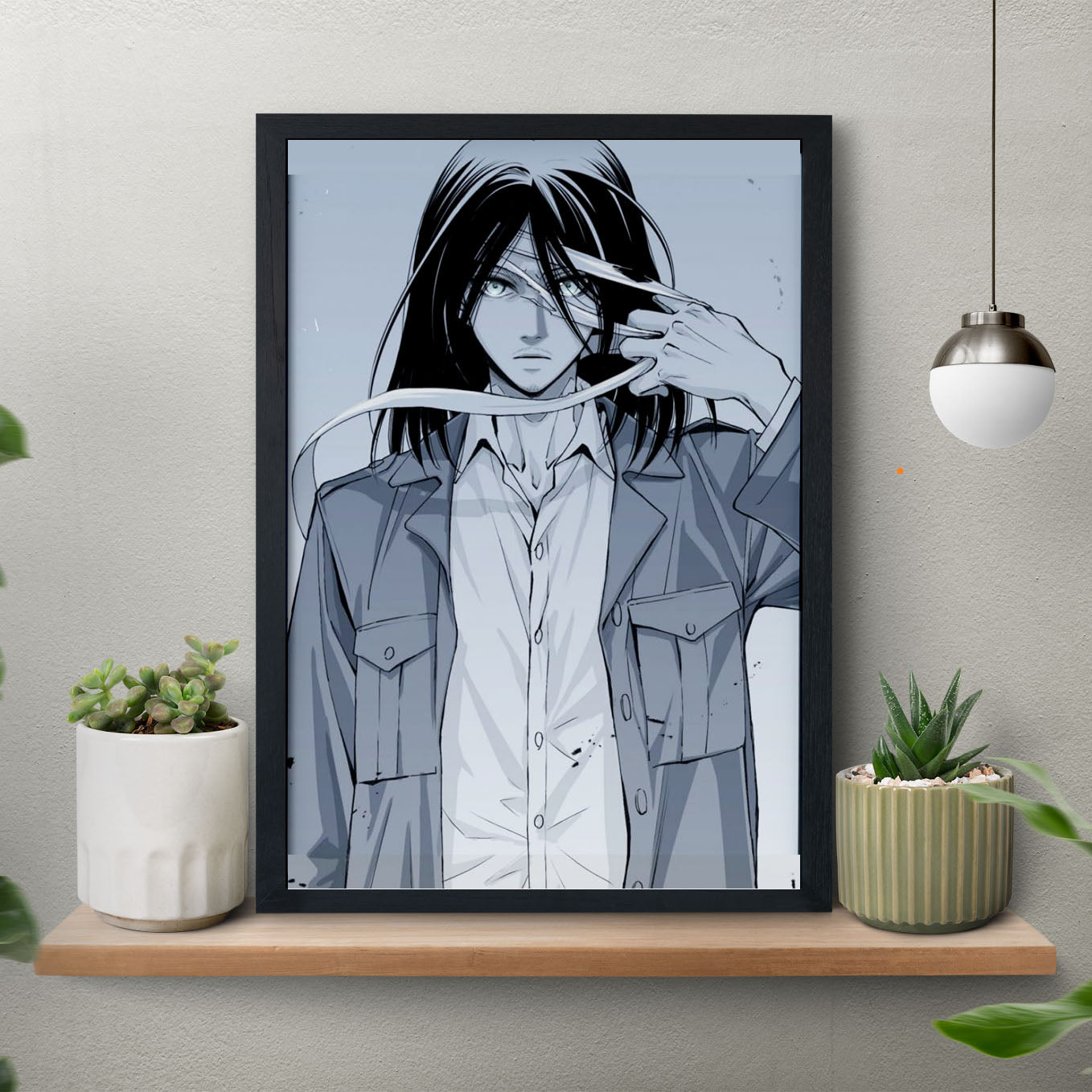 Attack on Titan Eren Yeager Season 3 Poster anime framed (13x19-Inch, Plexi-Glass, Textured Frame) - SoulAbiti