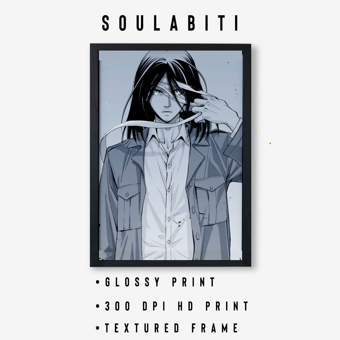 Attack on Titan Eren Yeager Season 3 Poster anime framed (13x19-Inch, Plexi-Glass, Textured Frame) - SoulAbiti