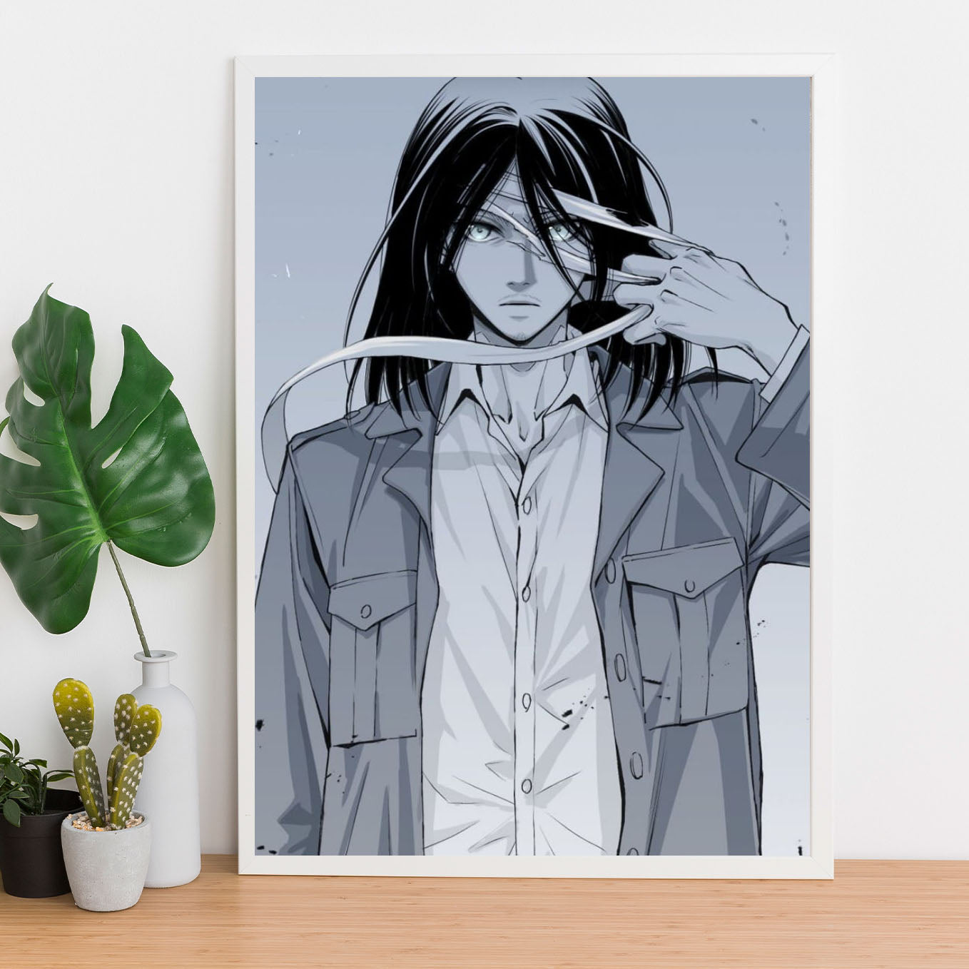 Attack on Titan Eren Yeager Season 3 Poster anime framed (13x19-Inch, Plexi-Glass, Textured Frame) - SoulAbiti
