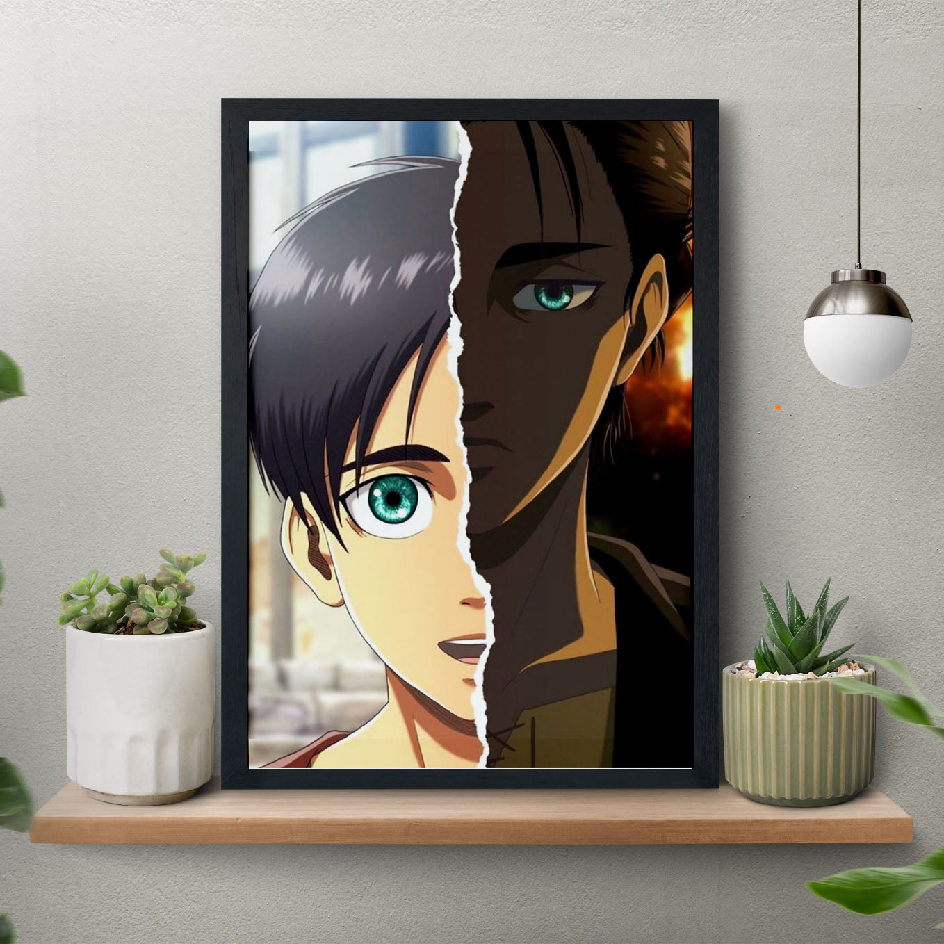 Attack on Titan Eren Yeager soul's growth Poster anime framed (13x19-Inch, Plexi-Glass, Textured Frame) - SoulAbiti
