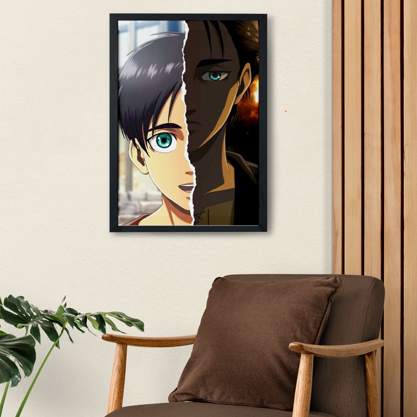 Attack on Titan Eren Yeager soul's growth Poster anime framed (13x19-Inch, Plexi-Glass, Textured Frame) - SoulAbiti