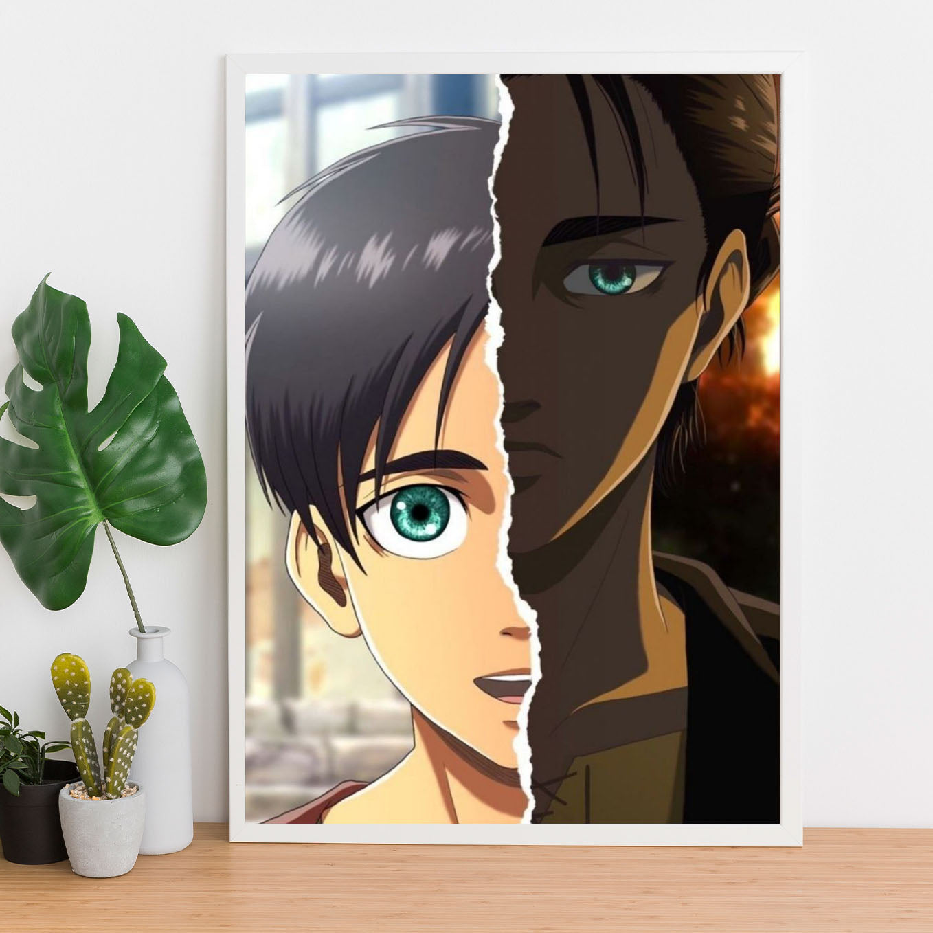 Attack on Titan Eren Yeager soul's growth Poster anime framed (13x19-Inch, Plexi-Glass, Textured Frame) - SoulAbiti