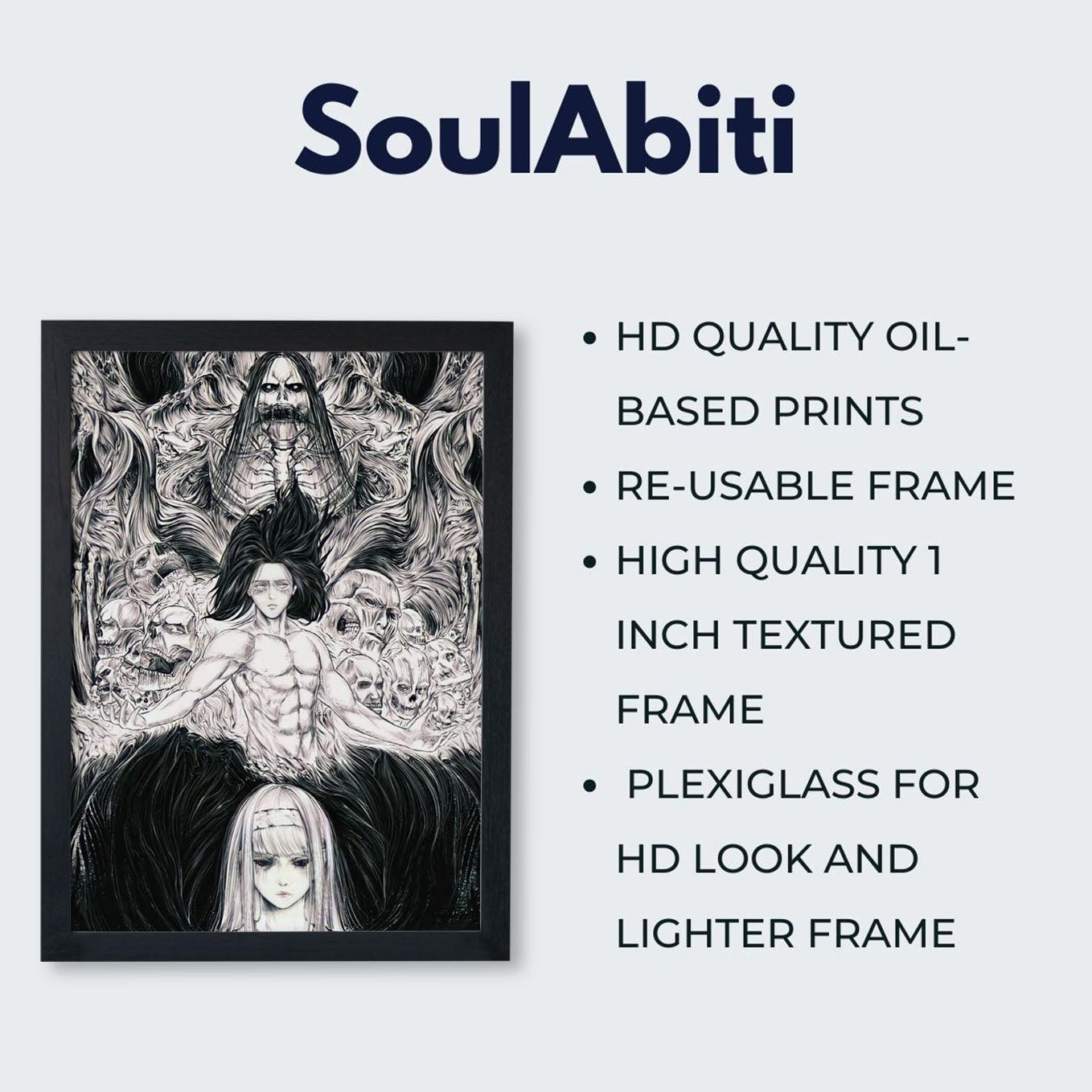 Attack On Titan Eren Yeager Ymir titan anime framed (13x19-Inch, Plexi-Glass, Textured Frame) - SoulAbiti