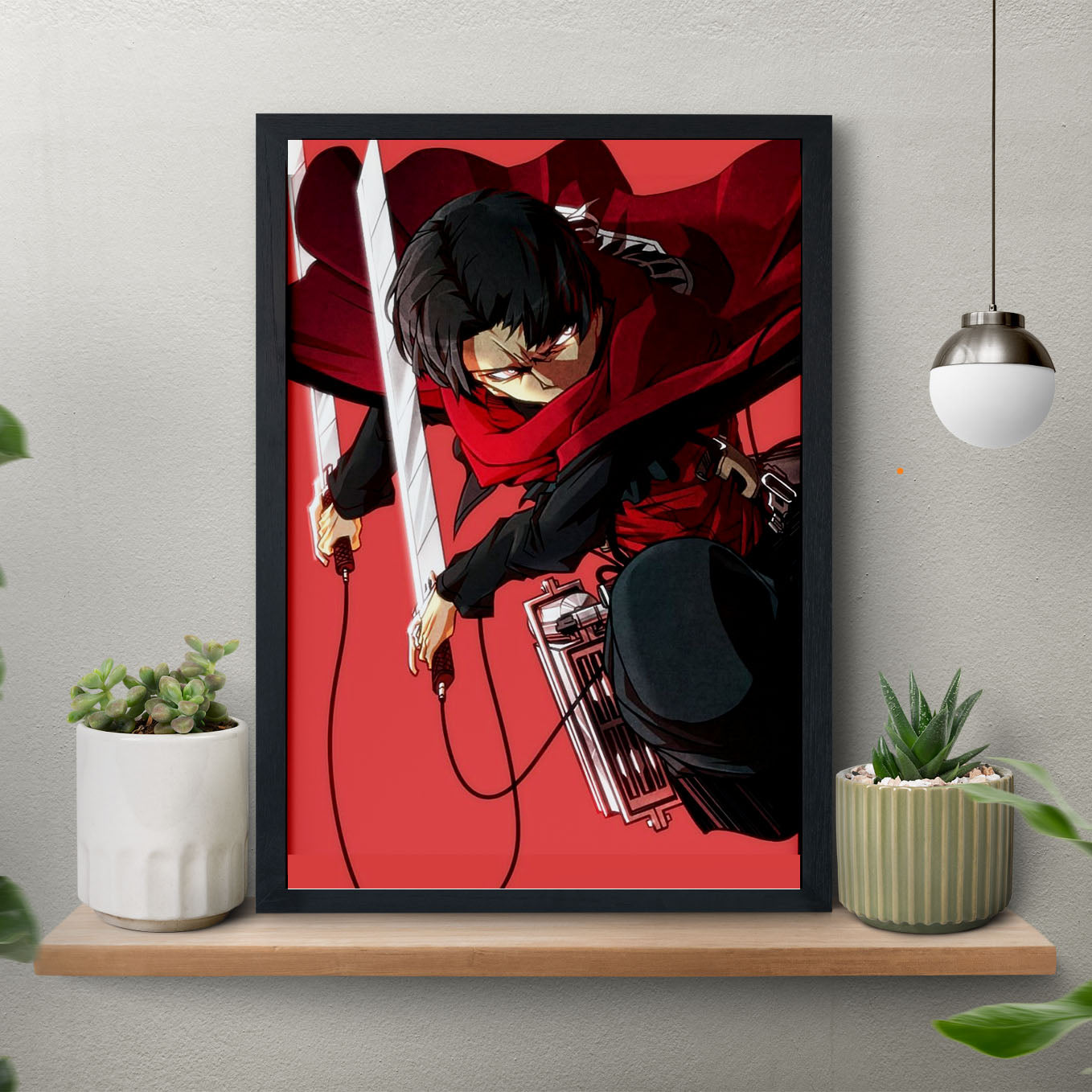 Attack on Titan Levi Ackerman anime Poster (13x19-Inch, Plexi-Glass, Textured Frame) - SoulAbiti