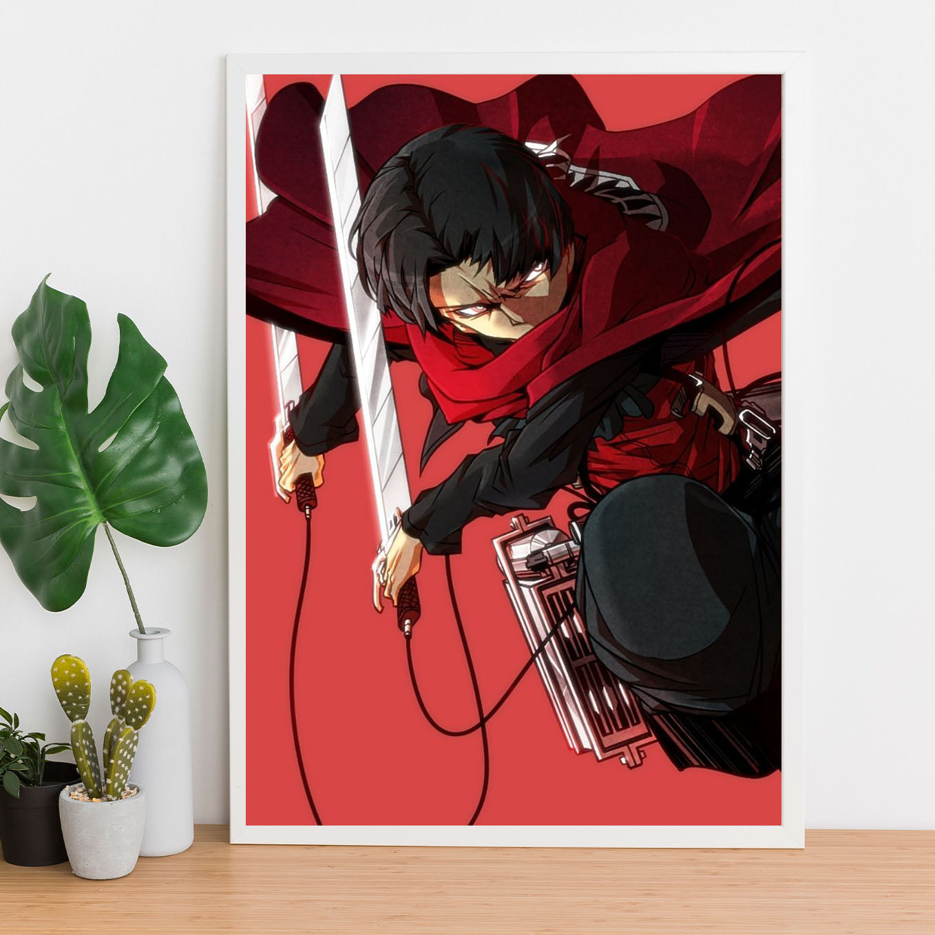 Attack on Titan Levi Ackerman anime Poster (13x19-Inch, Plexi-Glass, Textured Frame) - SoulAbiti