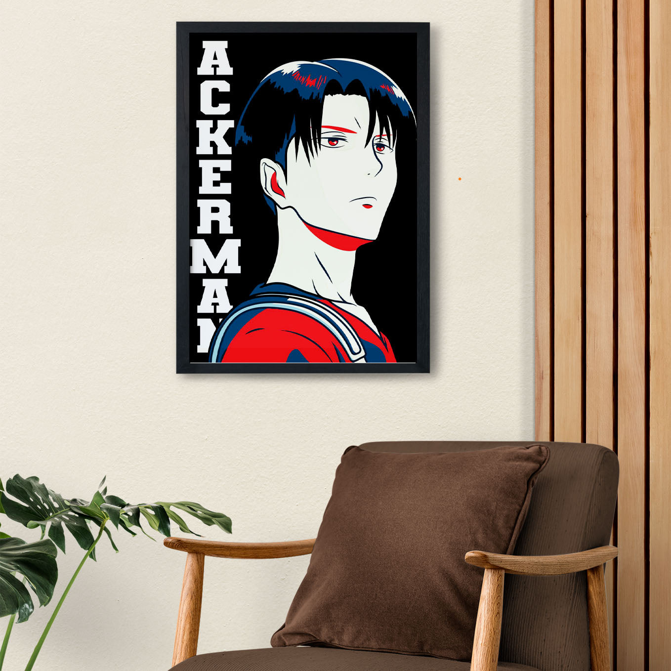 Attack on Titan Levi Ackerman Illustration Poster anime framed (13x19-Inch, Plexi-Glass, Textured Frame) - SoulAbiti