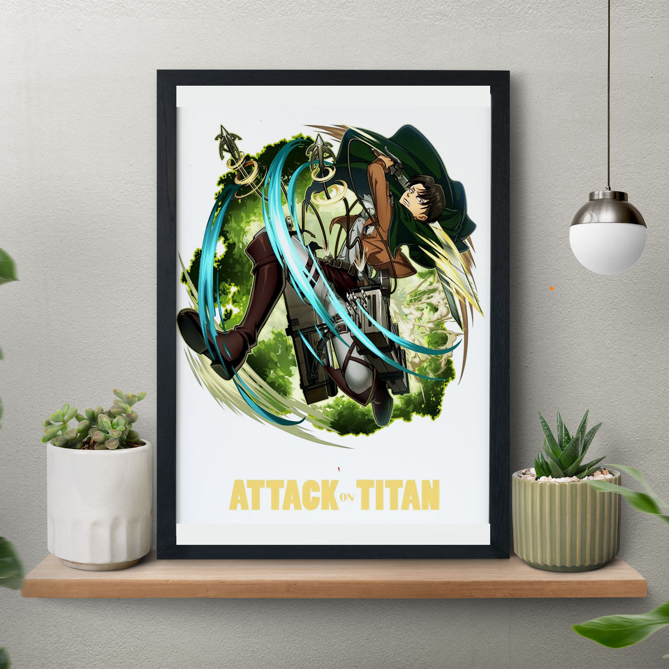 Attack on Titan Levi art Poster anime frame (13x19-Inch, Plexi-Glass, Textured Frame) - SoulAbiti