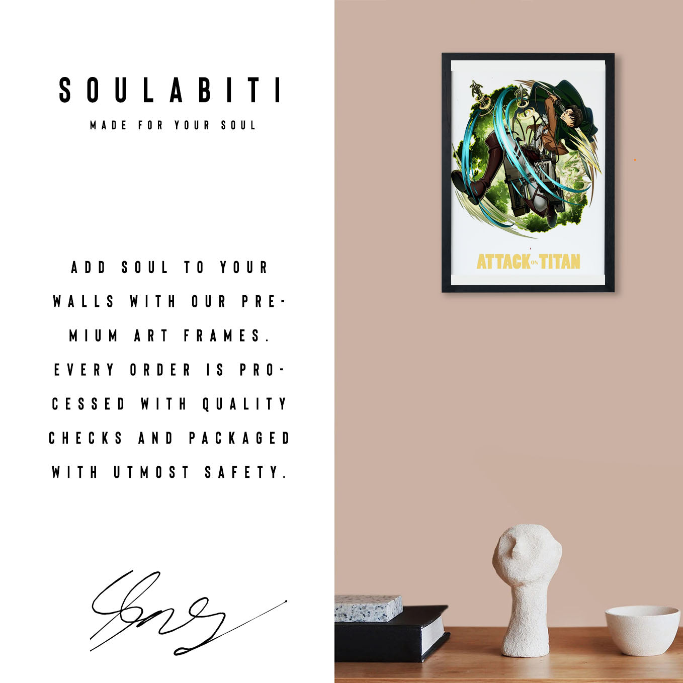 Attack on Titan Levi art Poster anime frame (13x19-Inch, Plexi-Glass, Textured Frame) - SoulAbiti