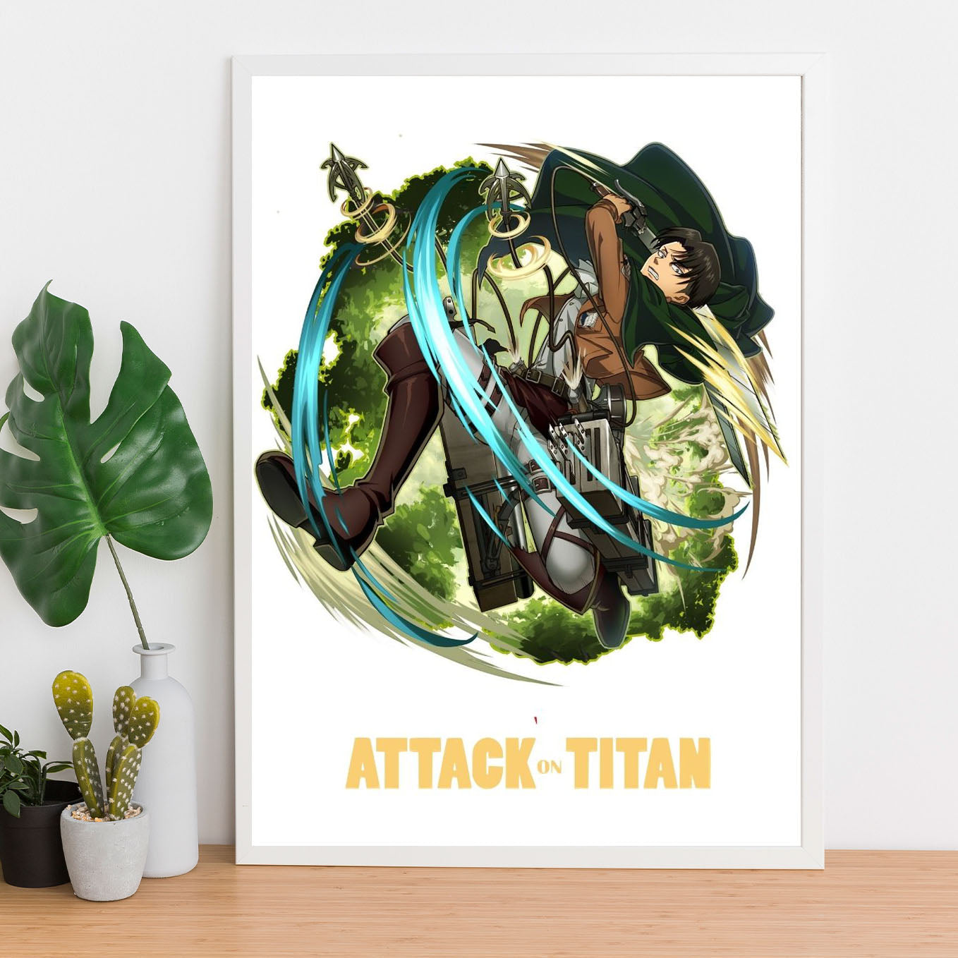 Attack on Titan Levi art Poster anime frame (13x19-Inch, Plexi-Glass, Textured Frame) - SoulAbiti