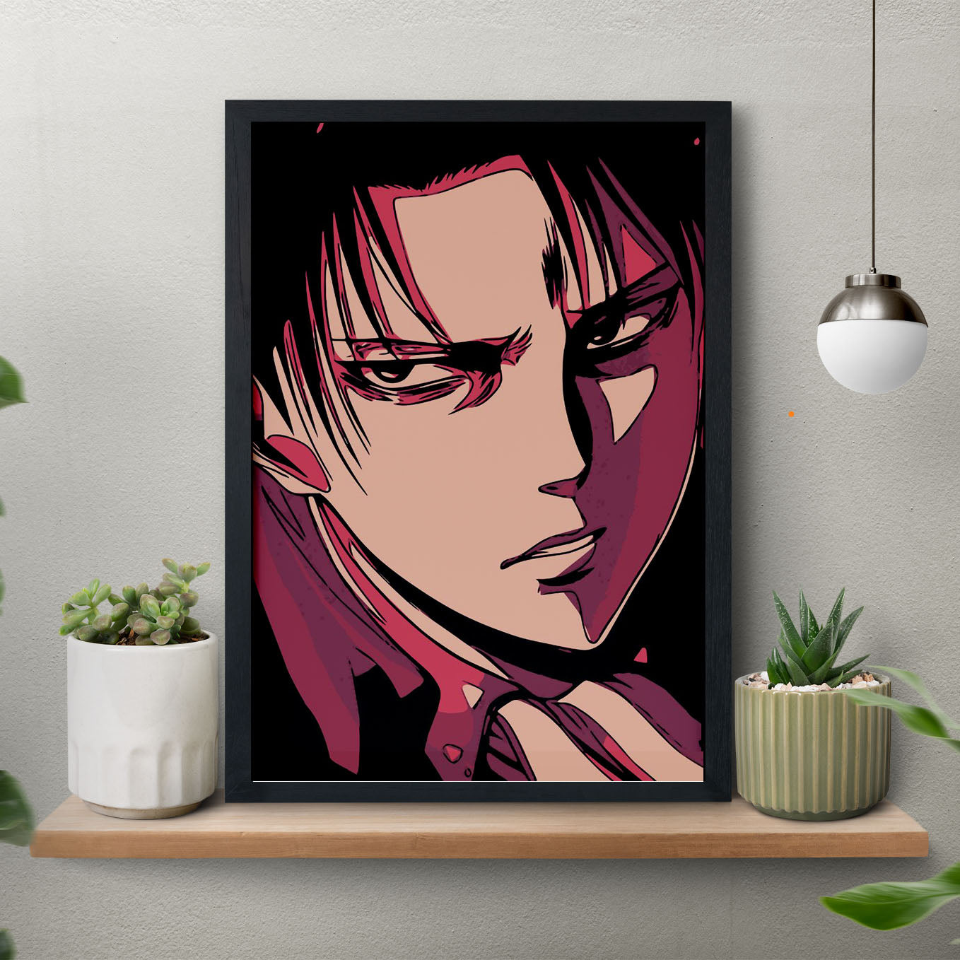 Attack on Titan Levi Poster anime framed (13x19-Inch, Plexi-Glass, Textured Frame) - SoulAbiti