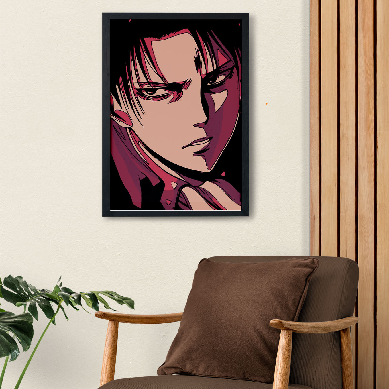Attack on Titan Levi Poster anime framed (13x19-Inch, Plexi-Glass, Textured Frame) - SoulAbiti
