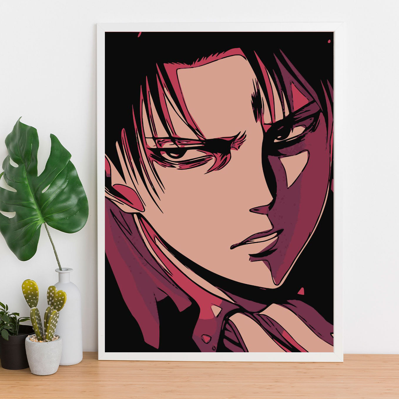 Attack on Titan Levi Poster anime framed (13x19-Inch, Plexi-Glass, Textured Frame) - SoulAbiti