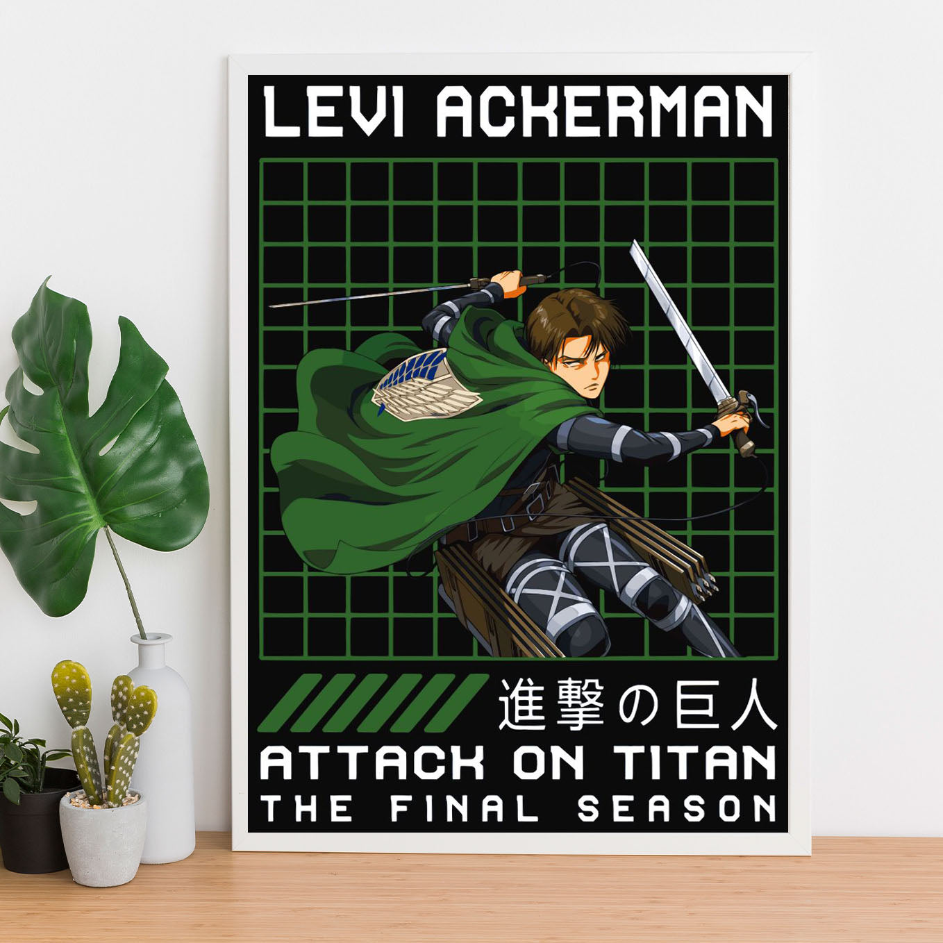 Attack on Titan Levi The Final Season Poster art framed (13x19-Inch, Plexi-Glass, Textured Frame) - SoulAbiti