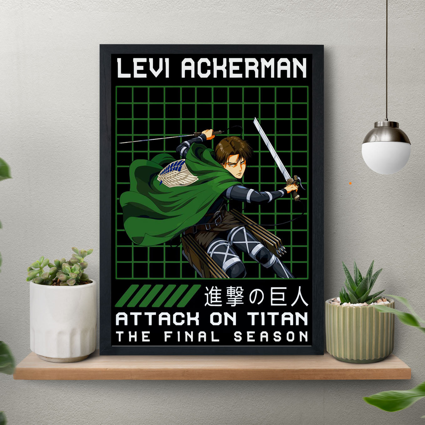 Attack on Titan Levi The Final Season Poster art framed (13x19-Inch, Plexi-Glass, Textured Frame) - SoulAbiti