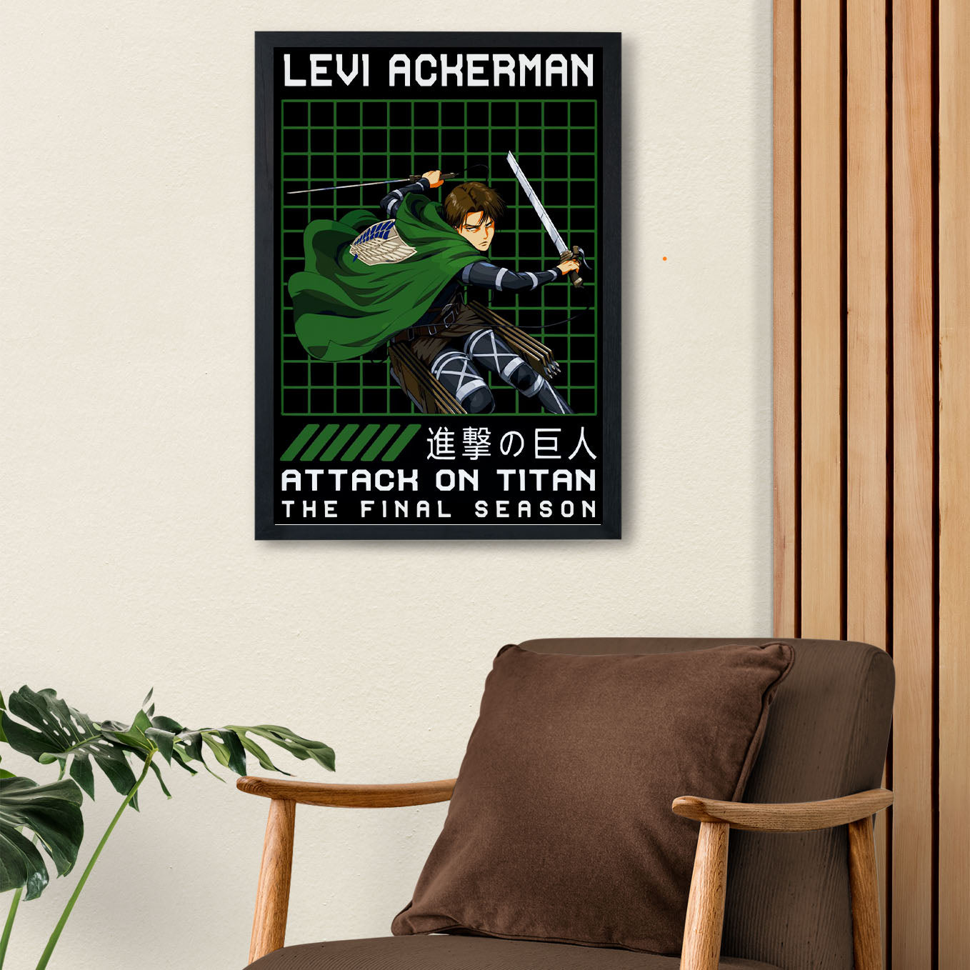 Attack on Titan Levi The Final Season Poster art framed (13x19-Inch, Plexi-Glass, Textured Frame) - SoulAbiti