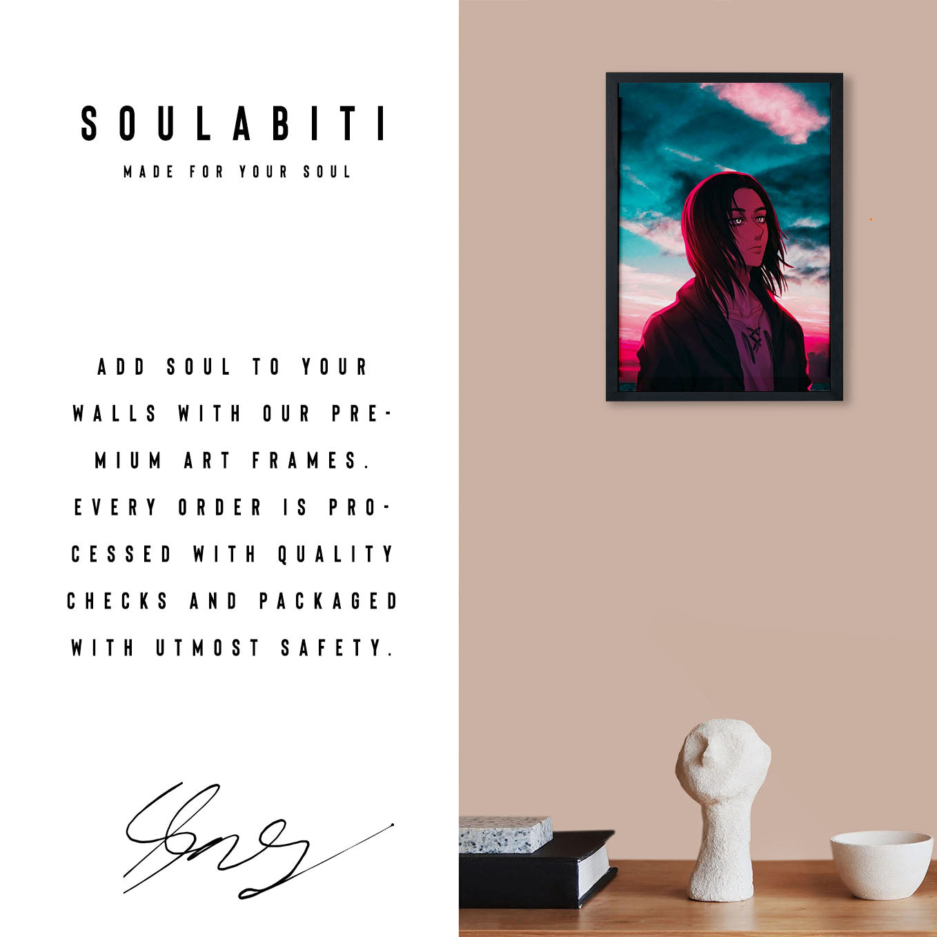 Attack on Titan Life of Eren Yeager anime poster frame (13x19-Inch, Plexi-Glass, Textured Frame) - SoulAbiti