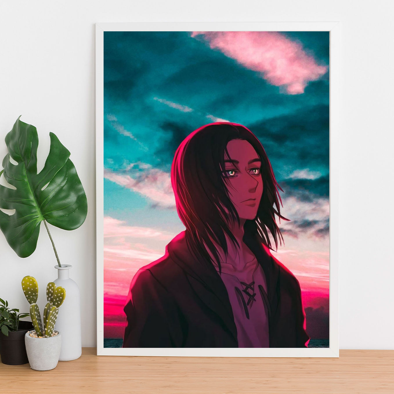 Attack on Titan Life of Eren Yeager anime poster frame (13x19-Inch, Plexi-Glass, Textured Frame) - SoulAbiti