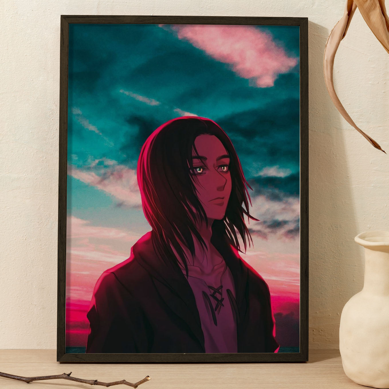 Attack on Titan Life of Eren Yeager anime poster frame (13x19-Inch, Plexi-Glass, Textured Frame) - SoulAbiti