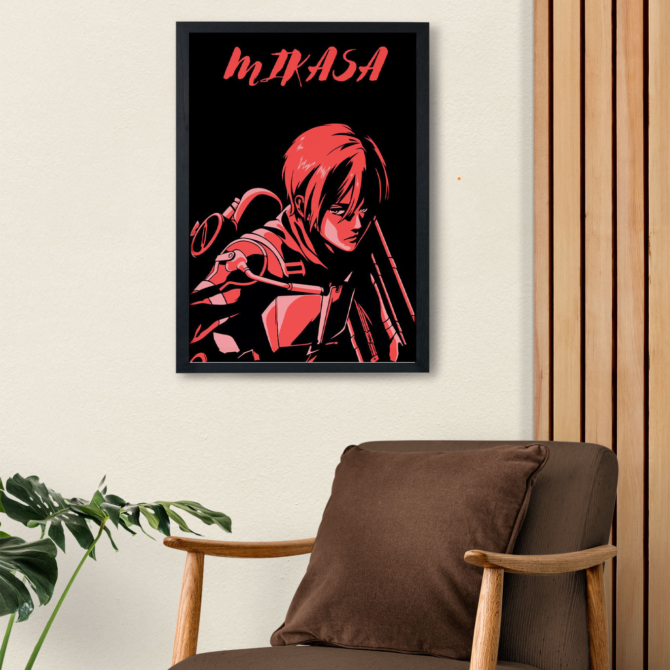 Attack on Titan Mikasa Ackerman Illustration Poster anime framed (13x19-Inch, Plexi-Glass, Textured Frame) - SoulAbiti