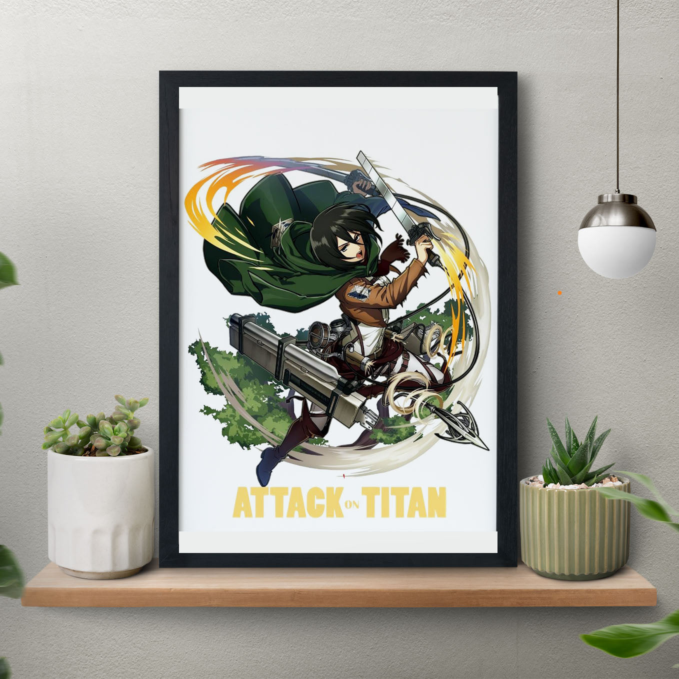 Attack on Titan Mikasa Poster anime framed (13x19-Inch, Plexi-Glass, Textured Frame) - SoulAbiti