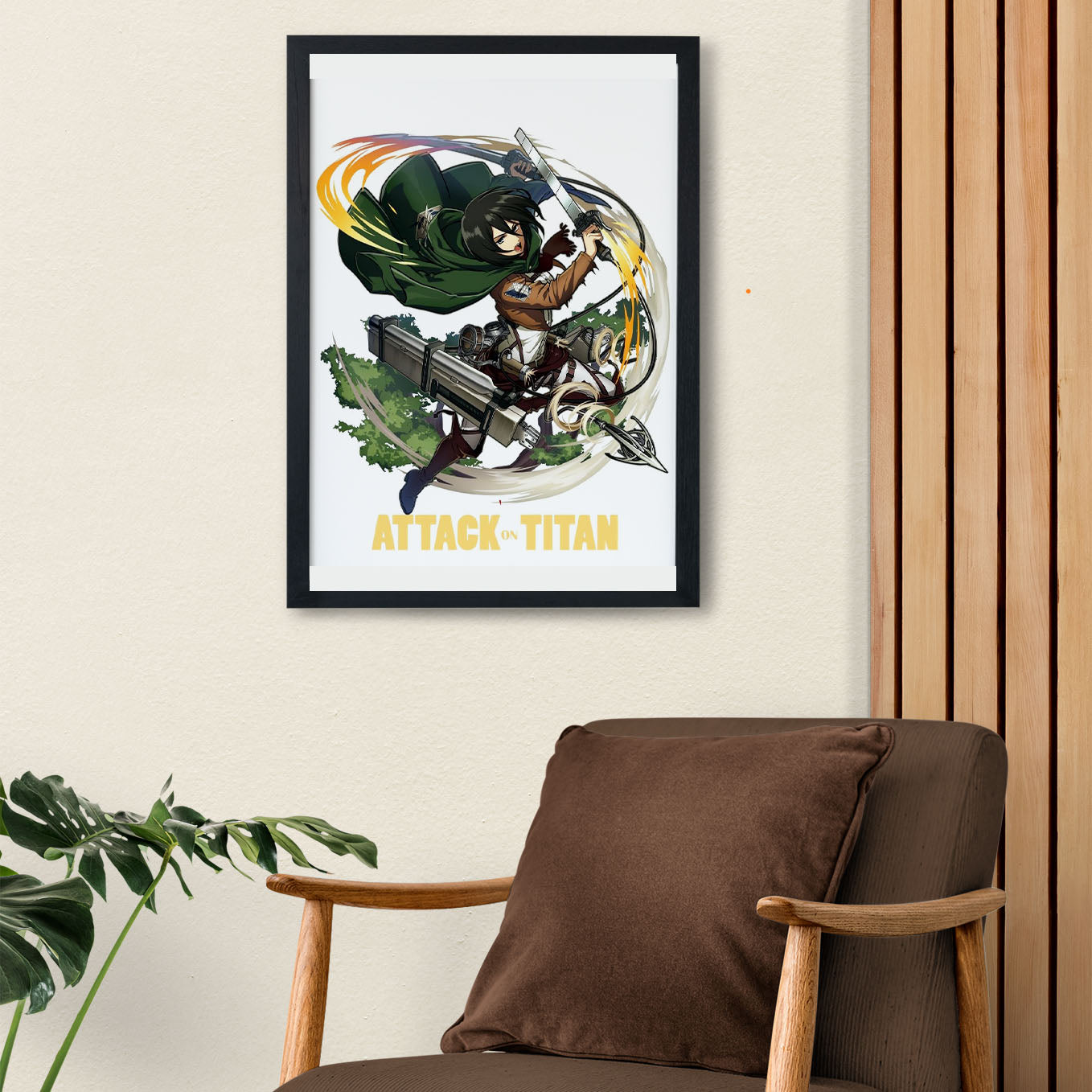 Attack on Titan Mikasa Poster anime framed (13x19-Inch, Plexi-Glass, Textured Frame) - SoulAbiti