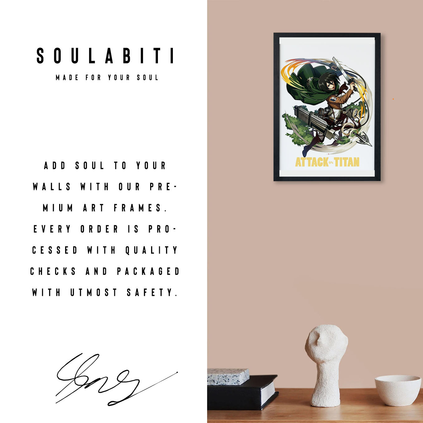 Attack on Titan Mikasa Poster anime framed (13x19-Inch, Plexi-Glass, Textured Frame) - SoulAbiti