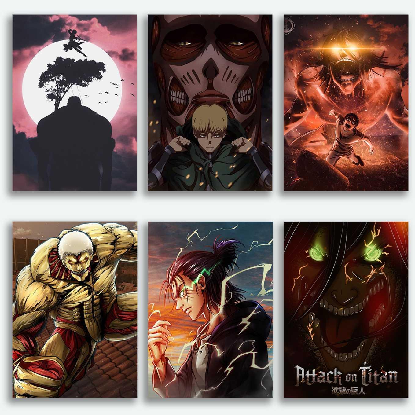 Attack on Titan Set of 10 Anime Titans portrait posters (12x18-Inch, comes with double sided tape) - SoulAbiti